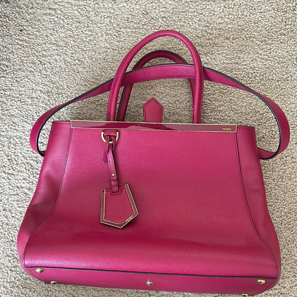 FENDI Pink 2Jours Leather Tote Bag